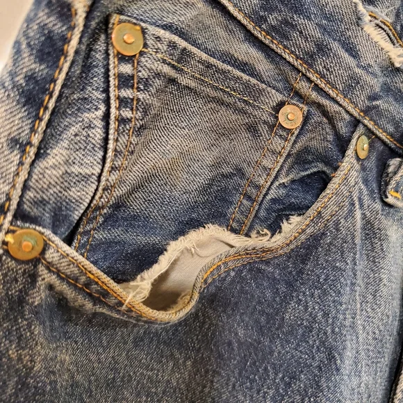 Levi's Big E Cropped Cuffed Selvedge Jean's Size 30x25.5 RARE